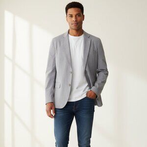 Banana Republic Mens Blazer 44R Cotton Blue Sport Coat Two Button Jacket